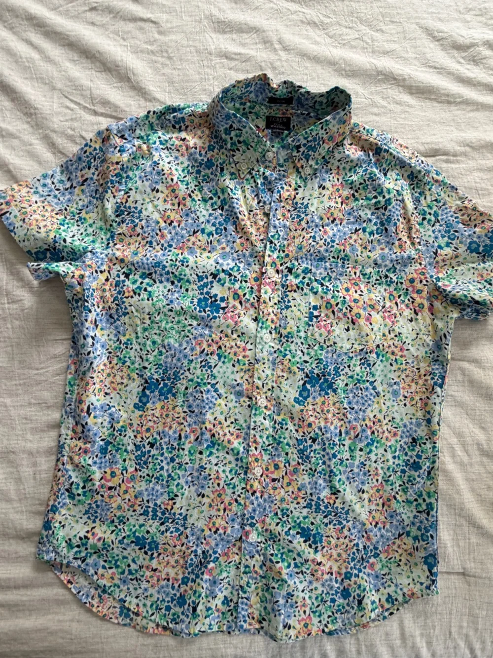 J. Crew Floral Button-Up Shirt in Blue, Green & Pink